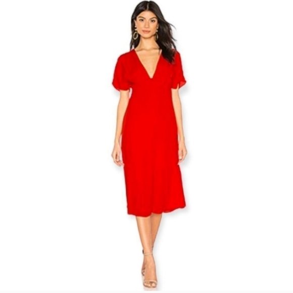 Revolve Privacy Please Samara Red Orange Midi Dress Size XL - Picture 1 of 7